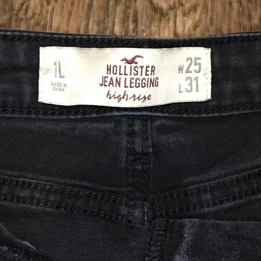 Hollister High Rise Denim Jeans Shorts DIY Cutoffs Cut Off Short Black 1 25